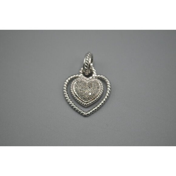 Sterling Silver Heart Pendant Set of 3 925 JS Gold Bronze Cubic Zirconia 9.95g - Picture 4 of 9